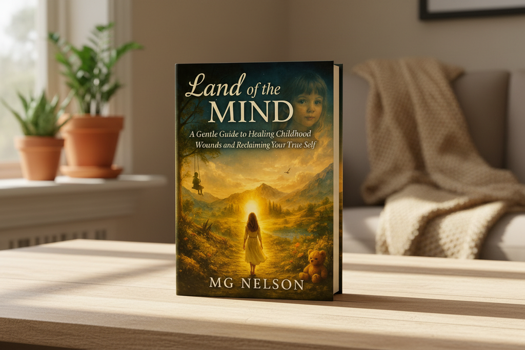 Book standing on wooden surface