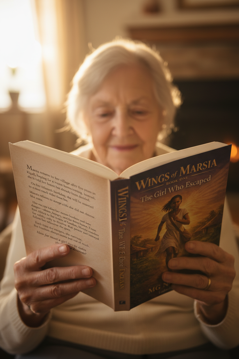 Elderly woman reading the book