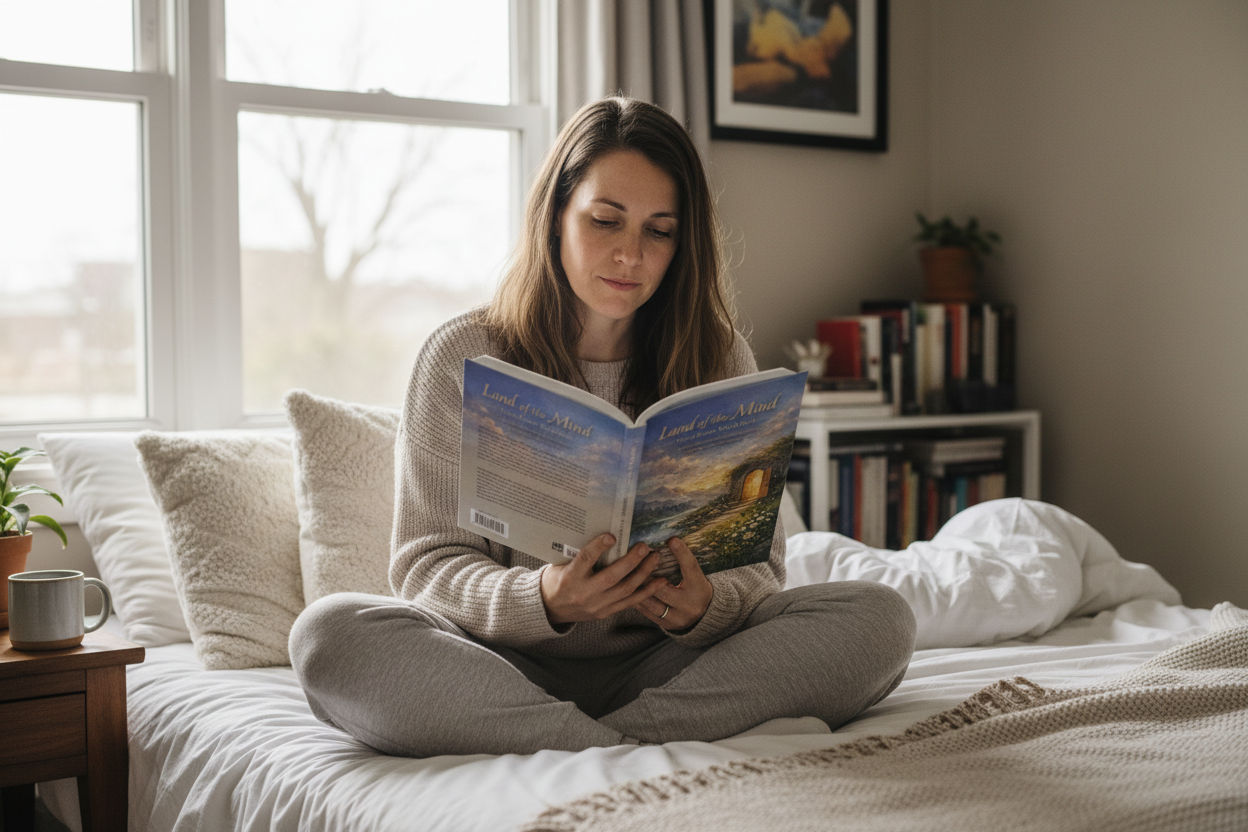 Person reading on bed