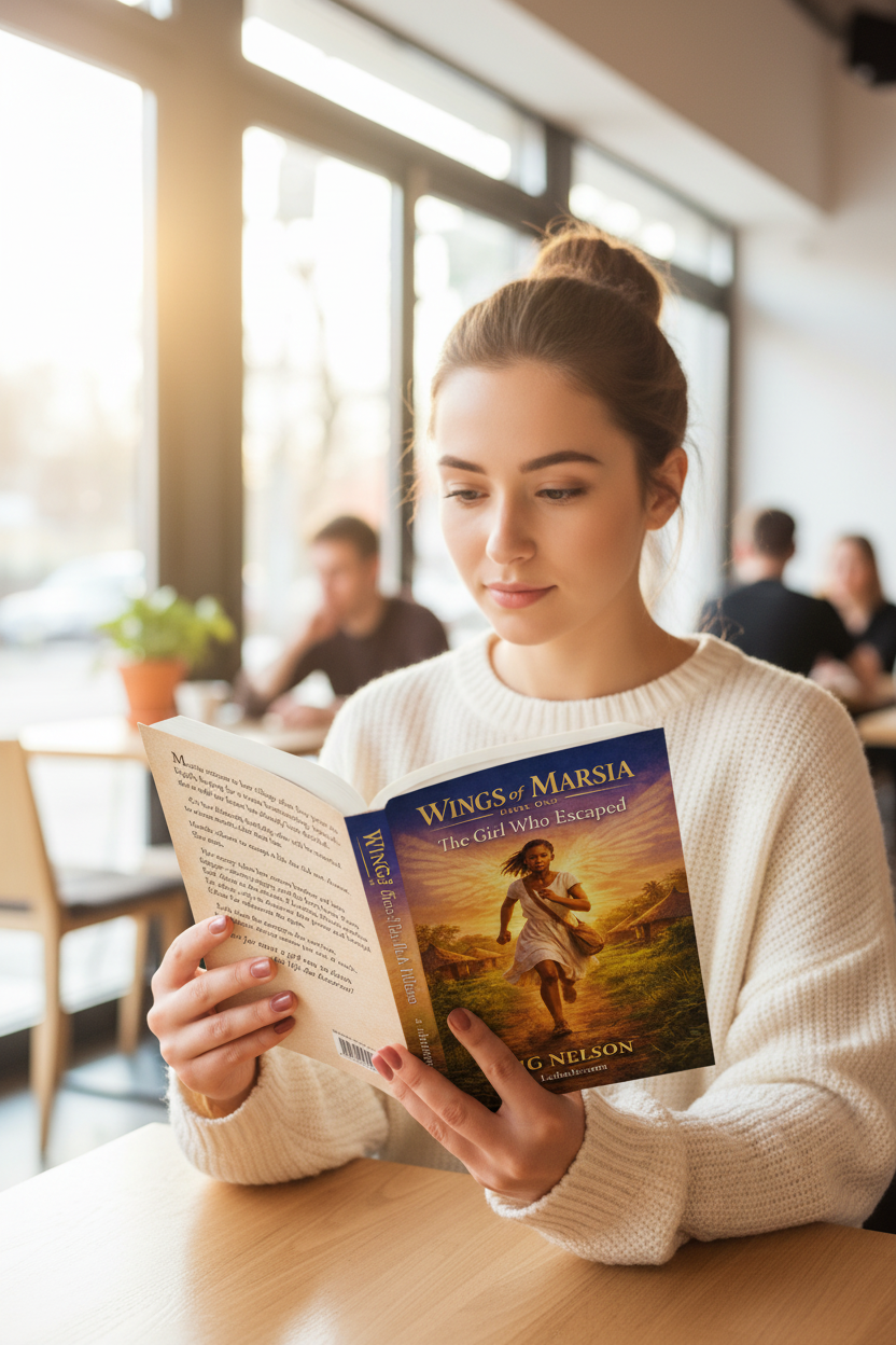Young woman reading the book